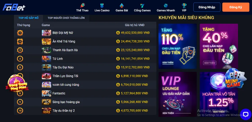 Tiền thưởng và khuyến mãi VIP hấp dẫn tại betvisa88 login